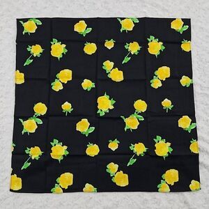 Lemlem Black and Yellow Floral Bandana Purse Scarf 22.5"